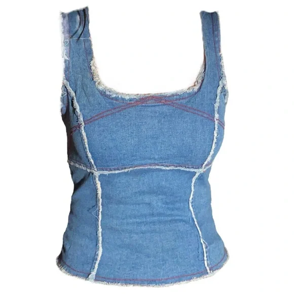 βΌοΈNOW SOLD βΌοΈ 1990s VINTAGE PICASSO RARE Brittney Spears Denim Patchwork - Picture 3 of 6